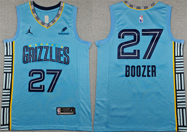 Men's Memphis Grizzlies #27 Cameron Boozer Blue 2026 Draft Statement Edition Stitched Jersey